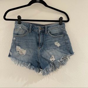 High waisted denim shorts